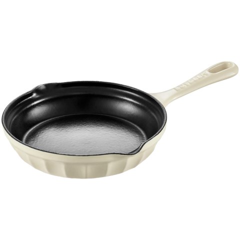 BUYDEEM Emaliowana żeliwna patelnia 21 cm, CP542, Oat White