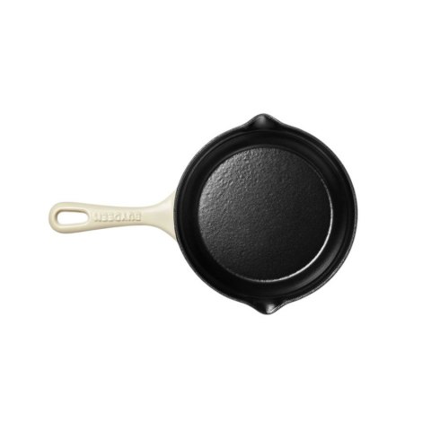 BUYDEEM Emaliowana żeliwna patelnia 21 cm, CP542, Oat White