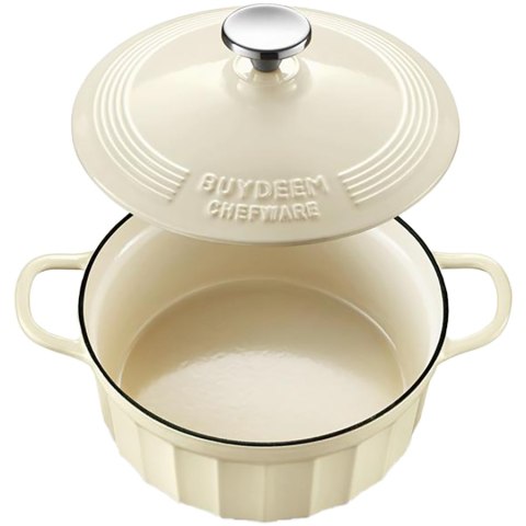 BUYDEEM Emaliowane naczynie żeliwne 2,9L, CP521, Oat White