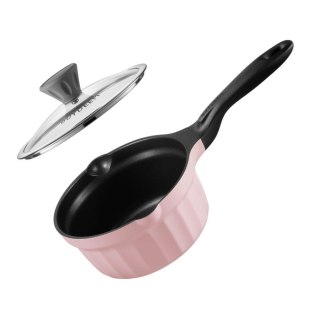 BUYDEEM Emaliowany rondel ze szklaną pokrywą 1,8L, CP141,kolor Piglet Pink