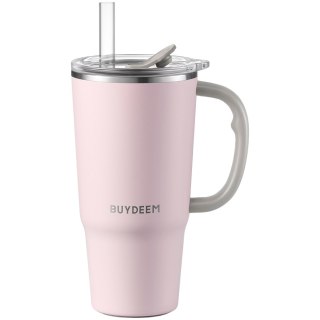 BUYDEEM Kubek termiczny ze słomką 700 ml, DS57, Pink