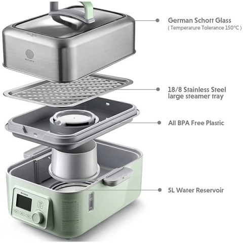 BUYDEEM Parowar 5L, G564, Cozy Greenish, EU