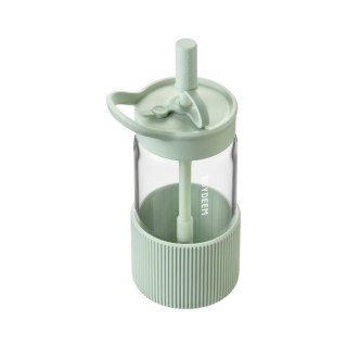 BUYDEEM Portable Glass Straw Bottle 550ml, model DG425, color Cozy Greenish