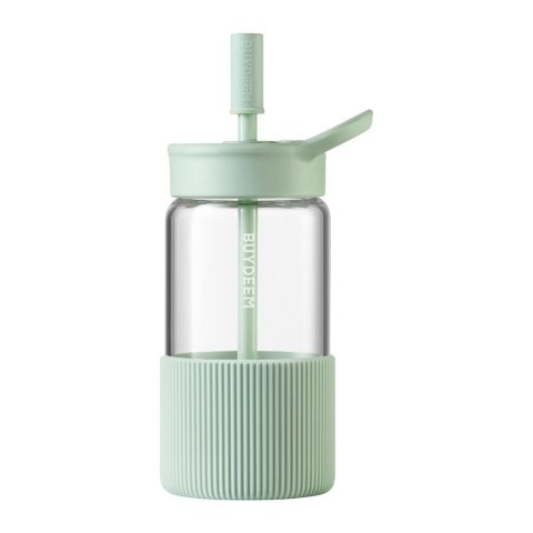 BUYDEEM Portable Glass Straw Bottle 550ml, model DG425, color Cozy Greenish