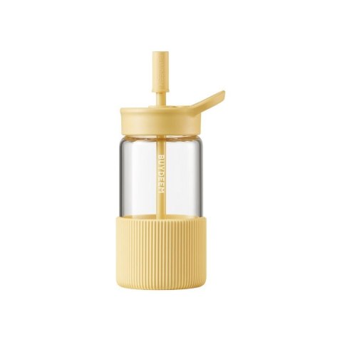 BUYDEEM Portable Glass Straw Bottle 550ml, model DG425, color Mellow Yellow