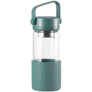 BUYDEEM Szklana butelka z zaparzaczem 300ml, DG42, Cozy Greenish