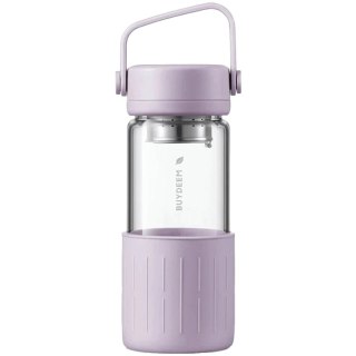 BUYDEEM Szklana butelka z zaparzaczem 350 ml, CD1008, Petal Purple