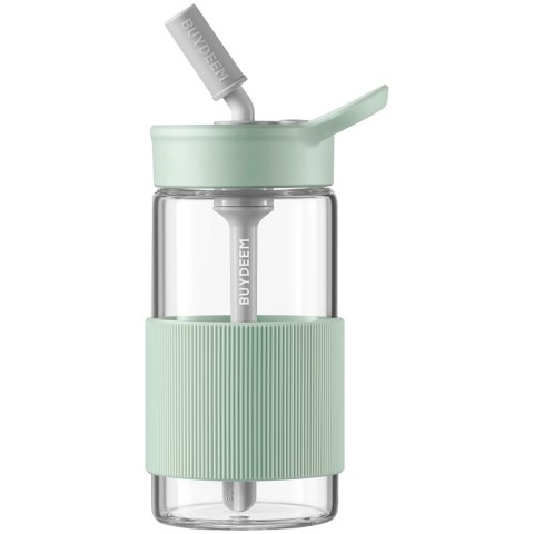 BUYDEEM Szklana butelka ze słomką 500 ml, CD1017, Cozy Greenish
