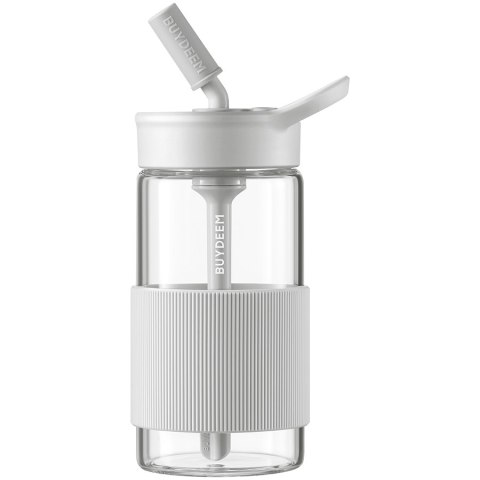 BUYDEEM Szklana butelka ze słomką 500 ml, CD1017, Oat White