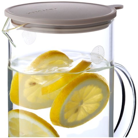 BUYDEEM Szklany Dzbanek z silikonową pokrywką 1200ml, CD2003