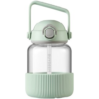BUYDEEM Szklany bidon ze słomką 800 ml, DG78, Cozy Greenish