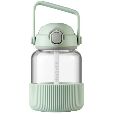 BUYDEEM Szklany bidon ze słomką 800 ml, DG78, Cozy Greenish